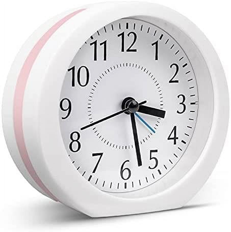 Fovien Alarm Clocks Bedside Non Ticking, Battery Operated Analogue