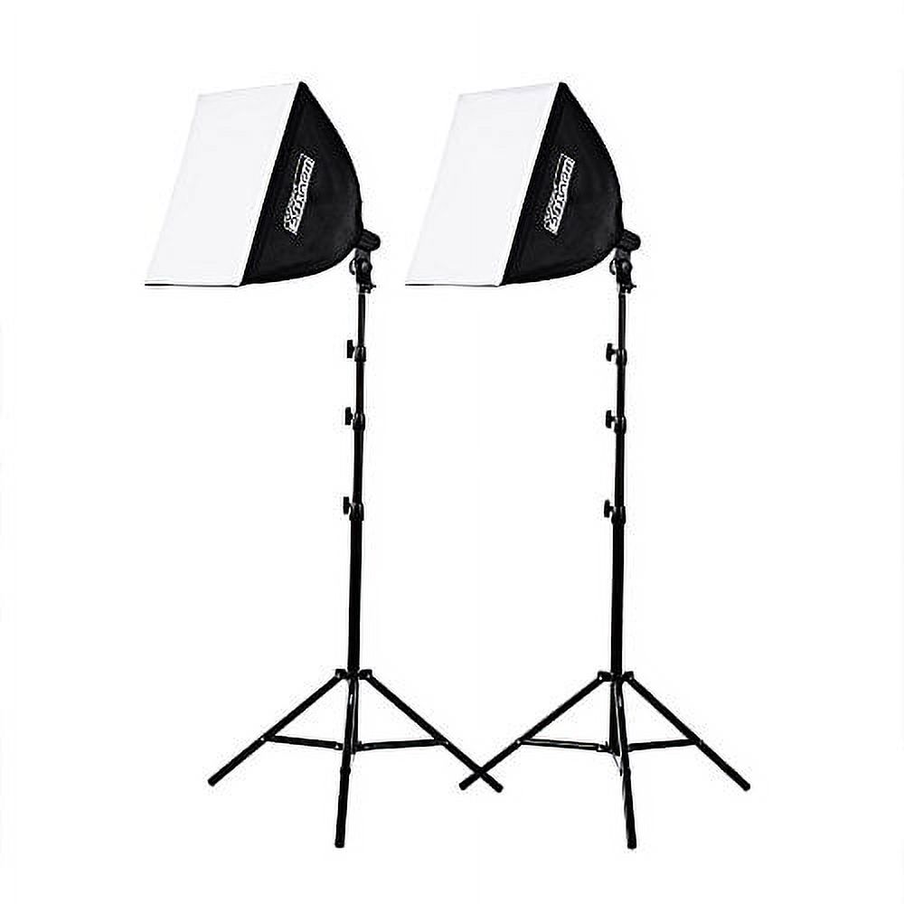 Fovitec Fovitec 2-Light High-Power Fluorescent Studio Lighting Kit, 20"X20" Quick Setup Softboxes, 105W Bulbs & Light Stands For Portraits, Product Photos, Vlogging, Video Conferencing, & Live Stream - image 1 of 2