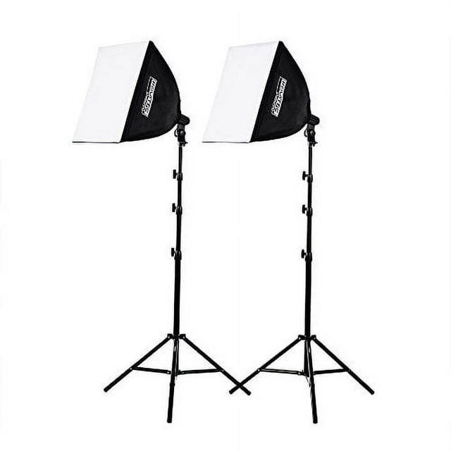 Fovitec Fovitec 2-Light High-Power Fluorescent Studio Lighting Kit, 20"X20" Quick Setup Softboxes, 105W Bulbs & Light Stands For Portraits, Product Photos, Vlogging, Video Conferencing, & Live Stream