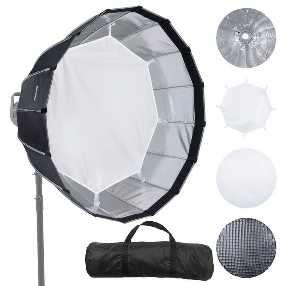 Fovitec 33" Parabolic Softbox with Quick Setup & Carry Bag - Ideal for Portrait & Product Photography