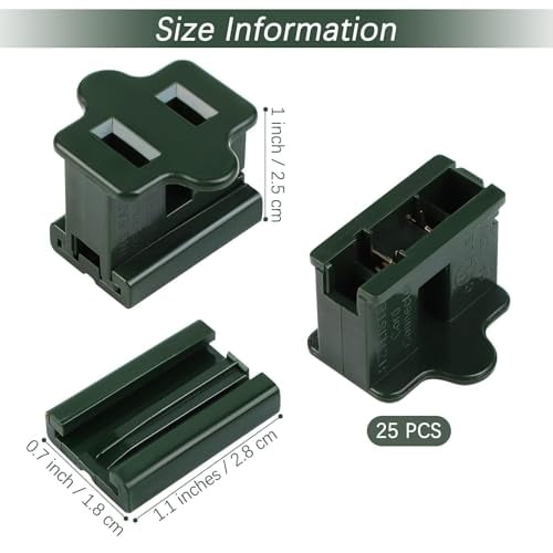 Fovths 25 Pack Christmas SPT-1 Female Light Slip Plug Vampire Zip Plug Gilbert Plugs Slide Together Plugs Add On Outlet for Holiday Lighting