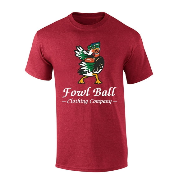 Fowl Ball Mens Football Duck Short Sleeve T-shirt-Heather Cardinal-xl