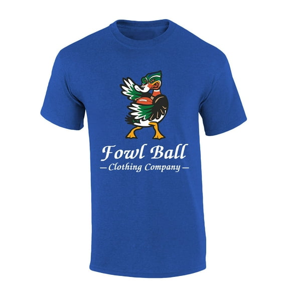 Fowl Ball Mens Football Duck Short Sleeve T-shirt-Heather Royal-medium