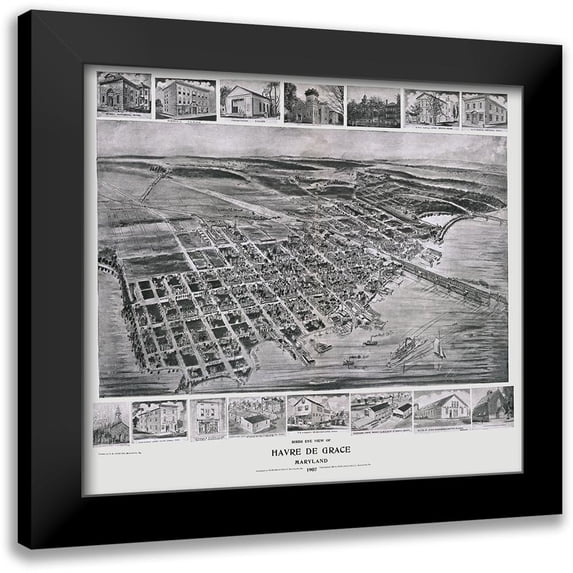 Fowler 13x12 Black Modern Framed Museum Art Print Titled - Havre De Grace Maryland - Fowler 1907
