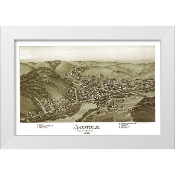 Fowler 14x11 White Modern Wood Framed Museum Art Print Titled - Sheffield Pennsylvania - Fowler 1895