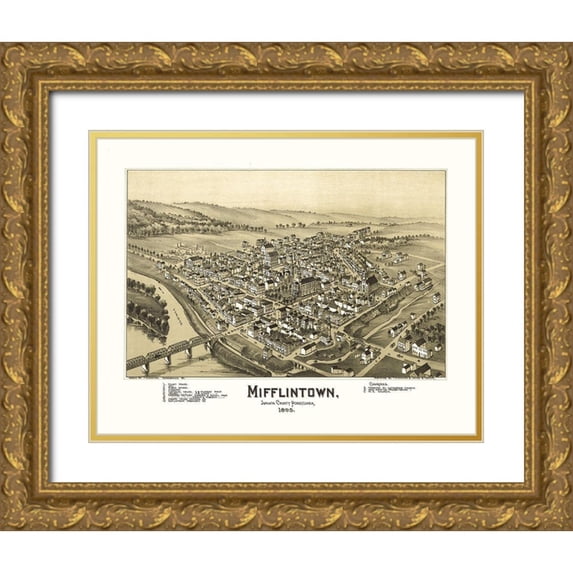 Fowler 14x12 Gold Ornate Wood Framed with Double Matting Museum Art Print Titled - Mifflintown Pennsylvania - Fowler 1895