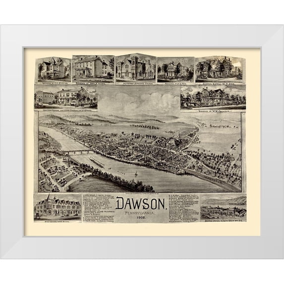 Fowler 14x12 White Modern Wood Framed Museum Art Print Titled - Dawson Pennsylvania - Fowler 1902