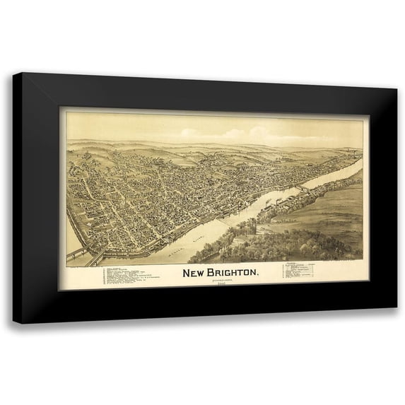Fowler 18x12 Black Modern Framed Museum Art Print Titled - New Brighton Pennsylvania - Fowler 1901