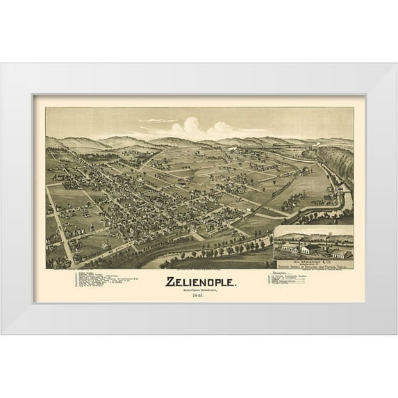Fowler 18x13 White Modern Wood Framed Museum Art Print Titled - Zelienople Pennsylvania - Fowler 1901