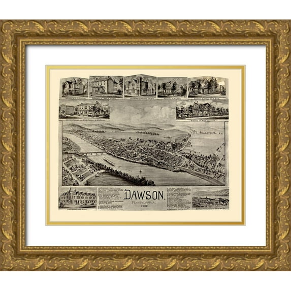 Fowler 18x15 Gold Ornate Wood Framed with Double Matting Museum Art Print Titled - Dawson Pennsylvania - Fowler 1902