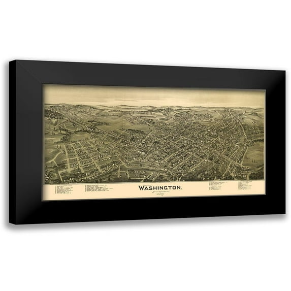 Fowler 24x15 Black Modern Framed Museum Art Print Titled - Washington Pennsylvania - Fowler 1897