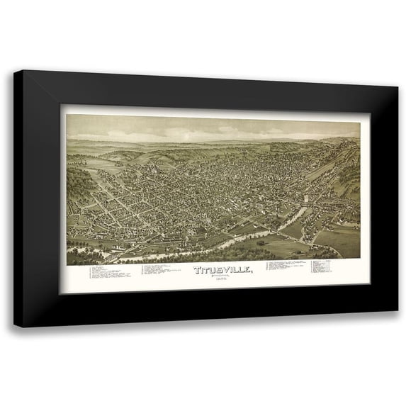 Fowler 24x16 Black Modern Framed Museum Art Print Titled - Titusville Pennsylvania - Fowler 1896