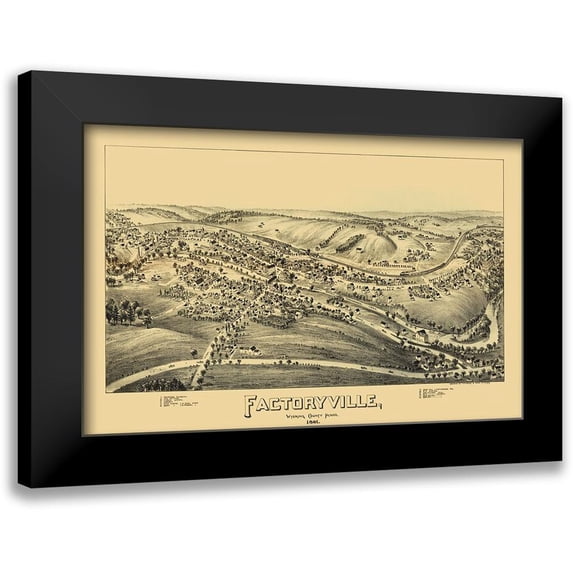 Fowler 24x17 Black Modern Framed Museum Art Print Titled - Factoryville Pennsylvania - Fowler 1891