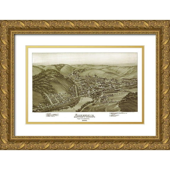 Fowler 24x17 Gold Ornate Wood Framed with Double Matting Museum Art Print Titled - Sheffield Pennsylvania - Fowler 1895