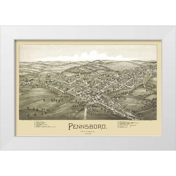 Fowler 24x17 White Modern Wood Framed Museum Art Print Titled - Pennsboro West Virginia - Fowler 1899