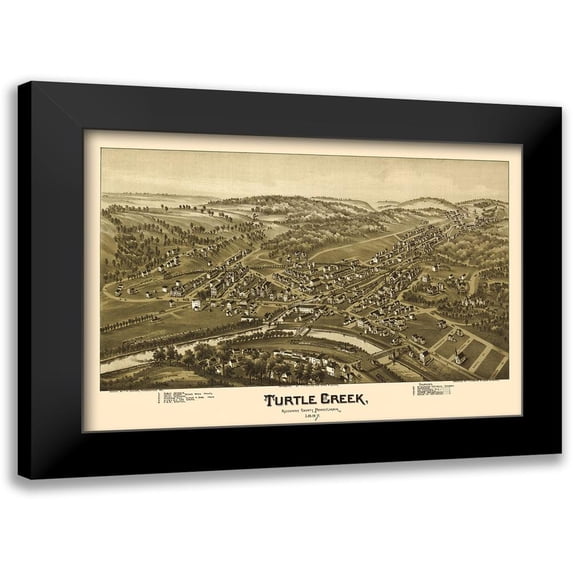 Fowler 24x18 Black Modern Framed Museum Art Print Titled - Turtle Creek Pennsylvania - Fowler 1897