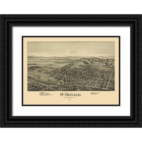 Fowler 24x18 Black Ornate Wood Framed with Double Matting Museum Art Print Titled - McDonald Pennsylvania - Fowler 1897