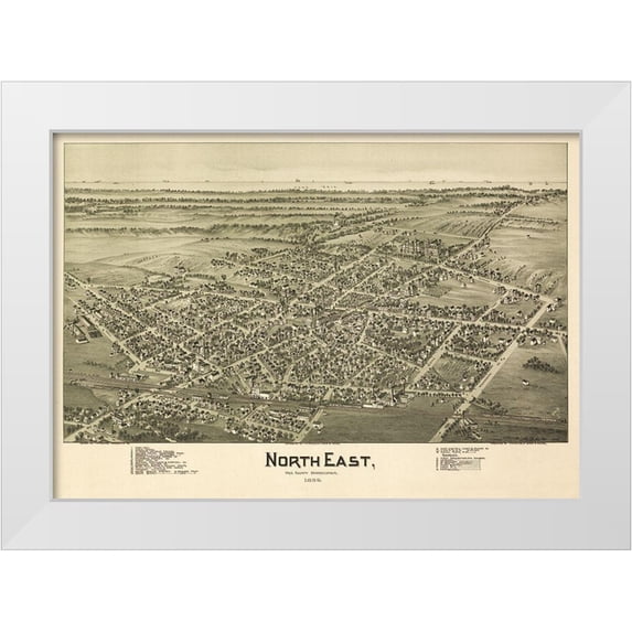 Fowler 24x18 White Modern Wood Framed Museum Art Print Titled - North East Pennsylvania - Fowler 1896