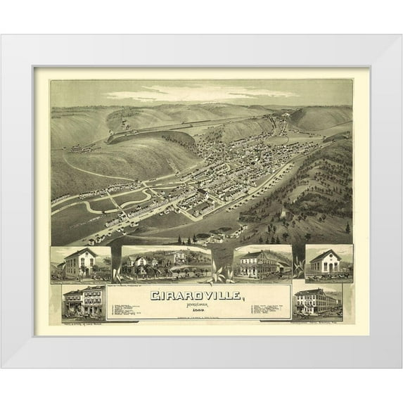 Fowler 24x20 White Modern Wood Framed Museum Art Print Titled - Girardville Pennsylvania - Fowler 1889