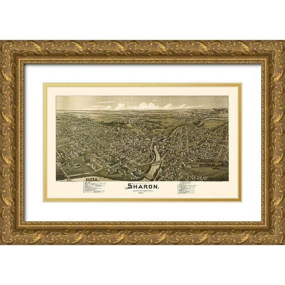 Fowler 32x20 Gold Ornate Wood Framed with Double Matting Museum Art Print Titled - Sharon Pennsylvania - Fowler 1901