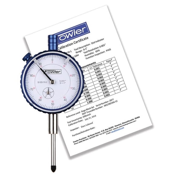 Fowler 52-520-110-2 0-1 White Face Premium Dial Indicator