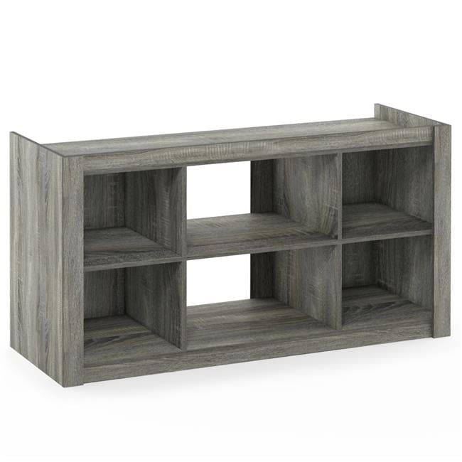 French Oak Gray Multipurpose TV Stand with Bookshelves