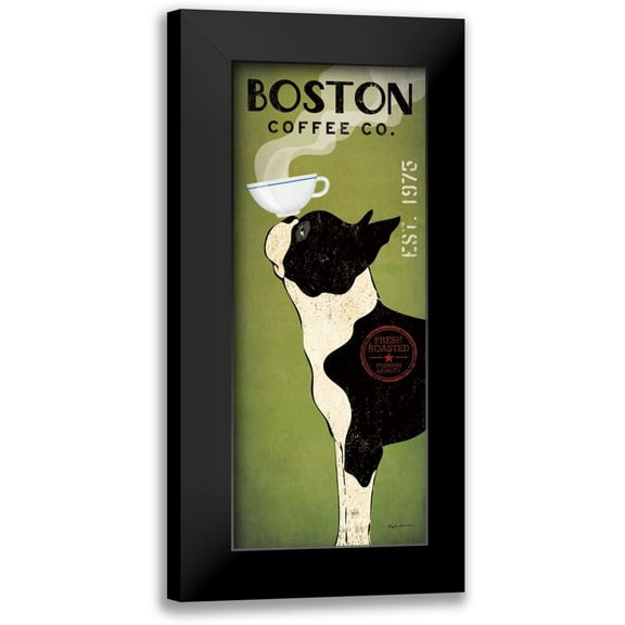 Fowler, Ryan 10x18 Black Modern Framed Museum Art Print Titled - Boston Terrier Coffee Co
