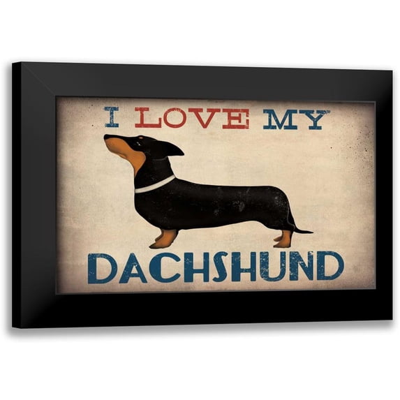 Fowler, Ryan 14x10 Black Modern Framed Museum Art Print Titled - Dachshund Longboards - Love v1