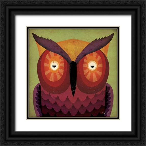 Fowler, Ryan 15x15 Black Ornate Wood Framed with Double Matting Museum Art Print Titled - Owl WOW