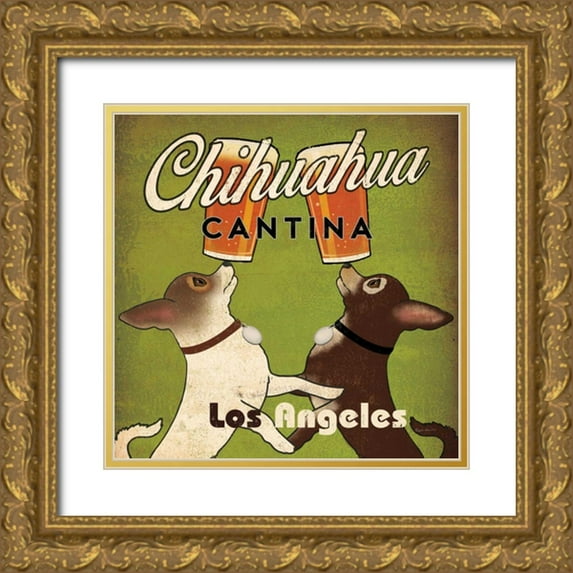 Fowler, Ryan 15x15 Gold Ornate Wood Framed with Double Matting Museum Art Print Titled - Double Chihuahua Crop Los Angeles