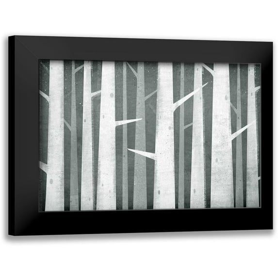 Fowler, Ryan 18x13 Black Modern Framed Museum Art Print Titled - Birches Winter Woods I Neutral