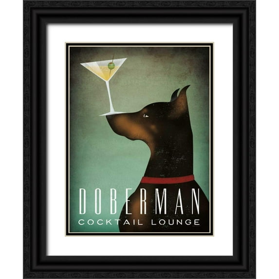 Fowler, Ryan 19x24 Black Ornate Wood Framed with Double Matting Museum Art Print Titled - Doberman Martini