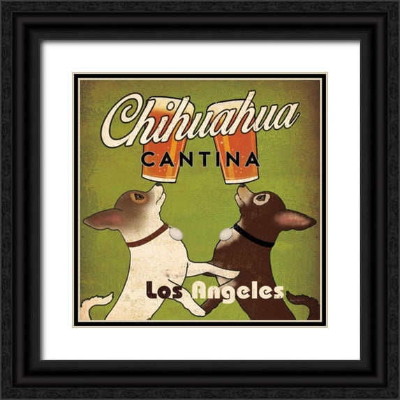 Fowler, Ryan 20x20 Black Ornate Wood Framed with Double Matting Museum Art Print Titled - Double Chihuahua Crop Los Angeles
