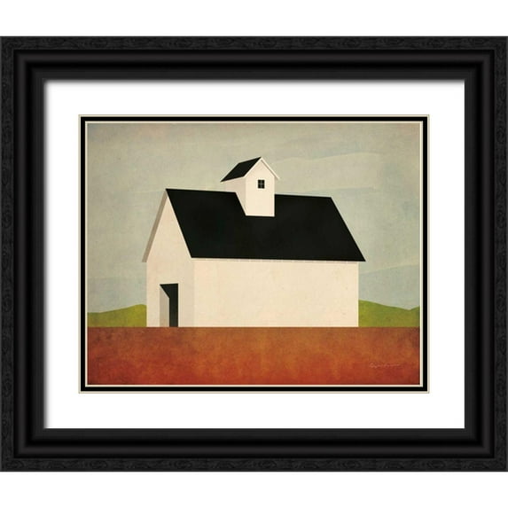 Fowler, Ryan 24x20 Black Ornate Wood Framed with Double Matting Museum Art Print Titled - Fall Barn