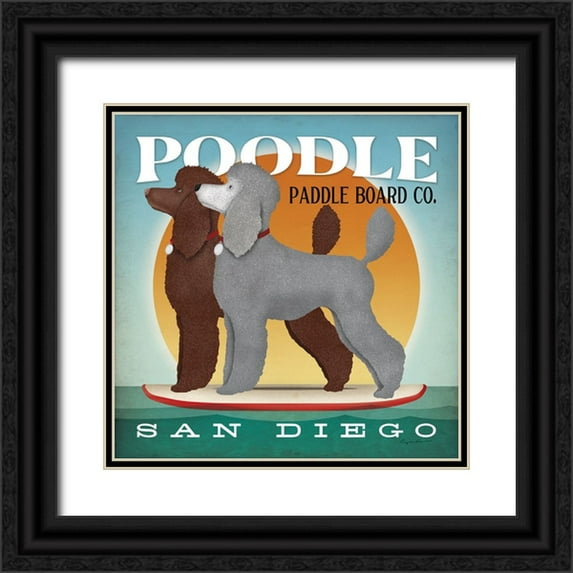Fowler, Ryan 26x26 Black Ornate Wood Framed with Double Matting Museum Art Print Titled - Double Poodle Paddle Board