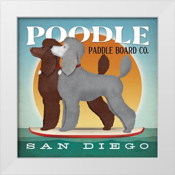 Fowler, Ryan 26x26 White Modern Wood Framed Museum Art Print Titled - Double Poodle Paddle Board