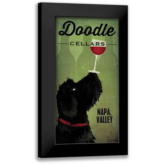 Fowler, Ryan 9x14 Black Modern Framed Museum Art Print Titled - Doodle Wine II Black Dog