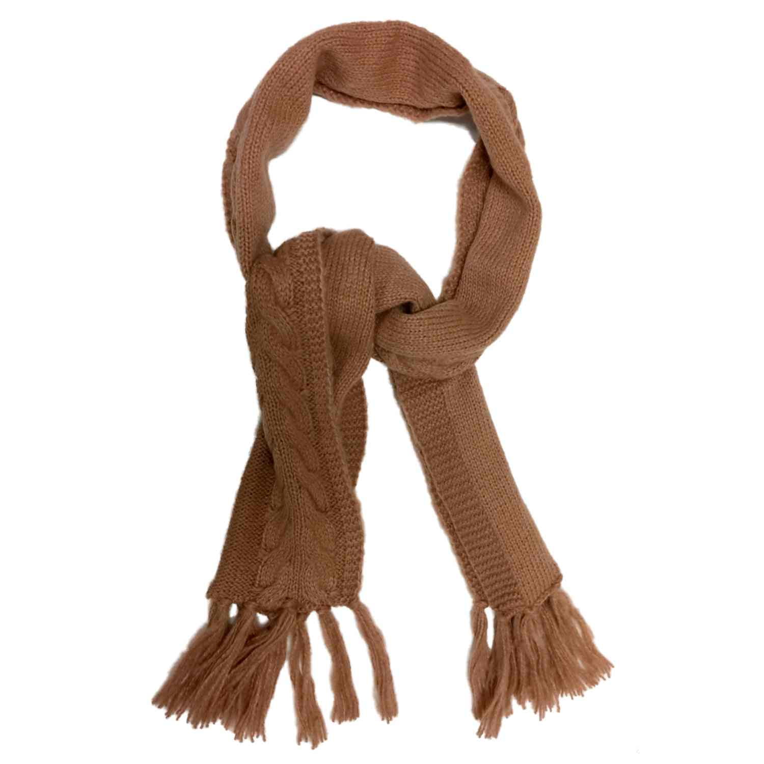 Fownes Tan Cable Knit Winter Neck Scarf