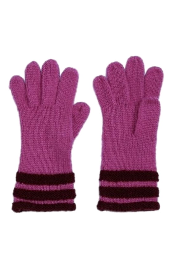 Fownes Womens Soft Purple Striped Knit Gloves Fuchsia Berry