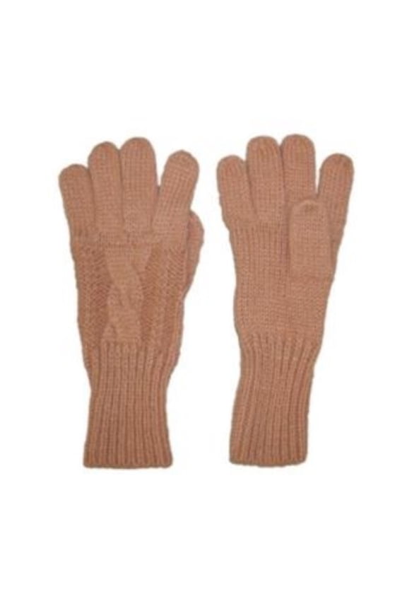 Fownes Womens Soft & Sleek Tan Cable Knit Gloves