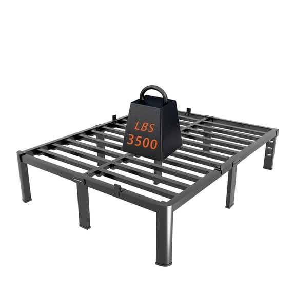 Fowroa 18 inch Full Bed Frame, Metal Platform with Non-Slip Stoppers ,Easy Assembly, No Box Spring Needed, Heavy Duty Metal Platform Full Size, Noise Free, Black