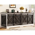 thumbnail image 1 of Fowroa 78 Inch Wooden Double Dog Crate Furniture with Divider, Indoor Kennel Table for 2 Large Dogs White, 1 of 9