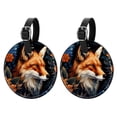 thumbnail image 1 of Fox 2pcs PU Leather Round Bag Tags Suitcase Handbag Tags with Privacy Cover and Name ID Tag for Travel Luggage, Handbags, Backpacks, School Bags, 1 of 6