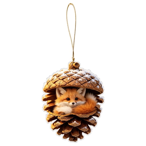 Fox 3.1 in Animal Pinecone Acrylic Christmas Ornament for Christmas Tree Decor