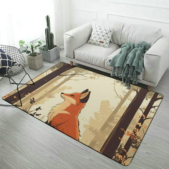 Fox (4) Carpet Rug for Home Living Room Bedroom Sofa Doormat Decor Kids Area Rug Non-slip Mat