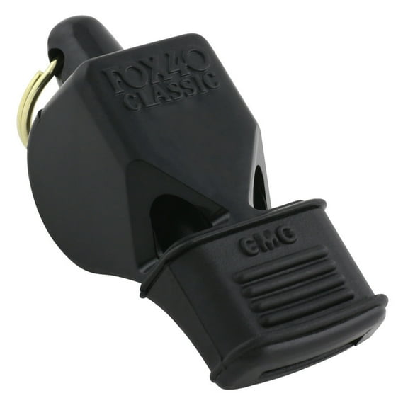 Fox 40 Classic CMG Safety 3-Chamber Pealess Whistle, Black