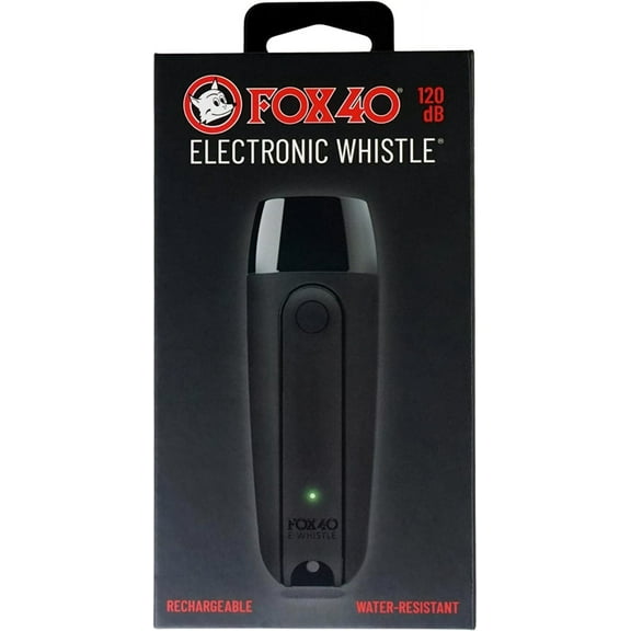 Fox 40 Rechargeable Electronic Whistle + Lanyard, Black