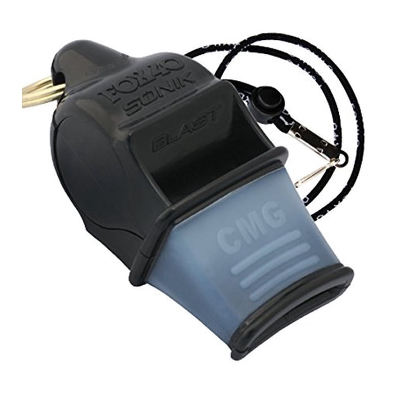 Fox 40, Sonik Blast CMG 3-Chamber Pealess Whistle + Lanyard, Black Fox 40, Sonik Blast CMG 3-Chamber Pealess Whistle + Lanyard, Black