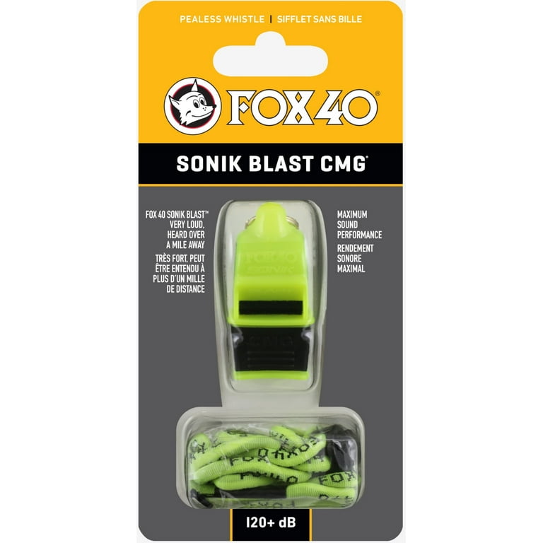 Fox 40 Sonik Blast CMG Safety Whistle, 120+ dB, Neon Green for