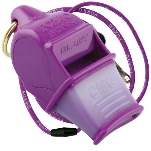 Fox 40 Sonik Blast CMG 3-Chamber Pealess Whistle + Lanyard, Purple